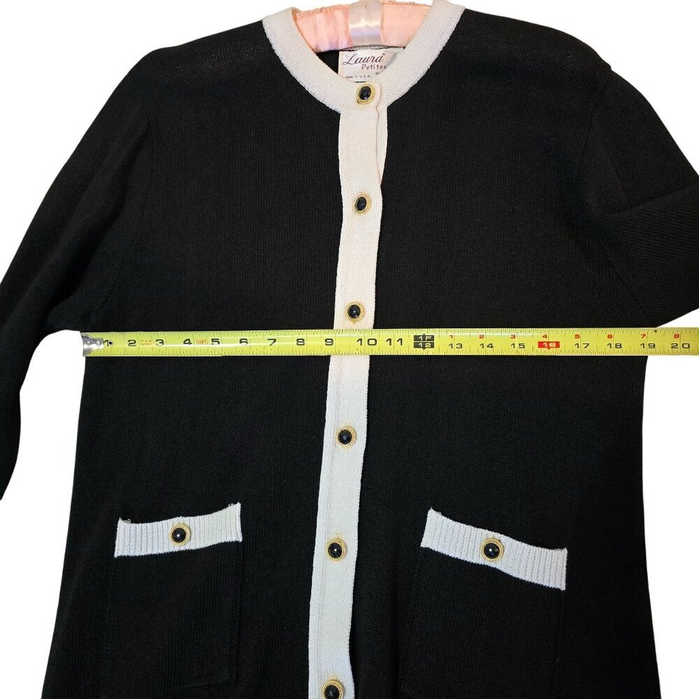 Laura By Alyzia Petites Black & Cream Button-Front Cardigan Dress With Pockets - Picture 9 of 11